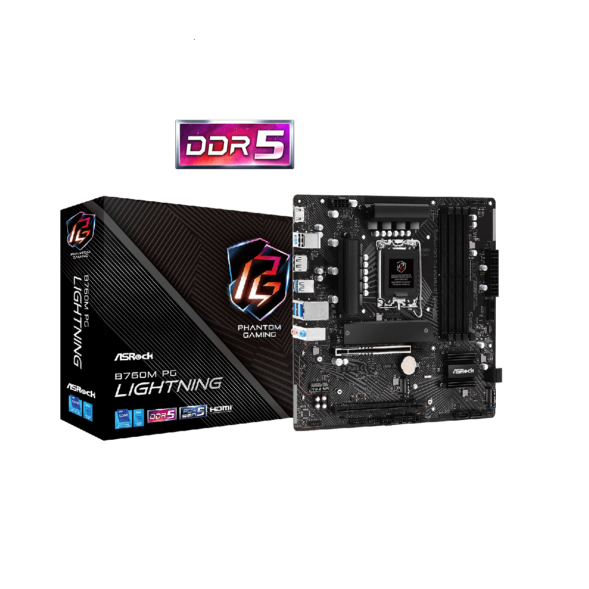 ASROCK B760M PG Lightning D5 DDR5 LGA 1700 (Intel 12th/13th/14th Gen) Intel Motherboard