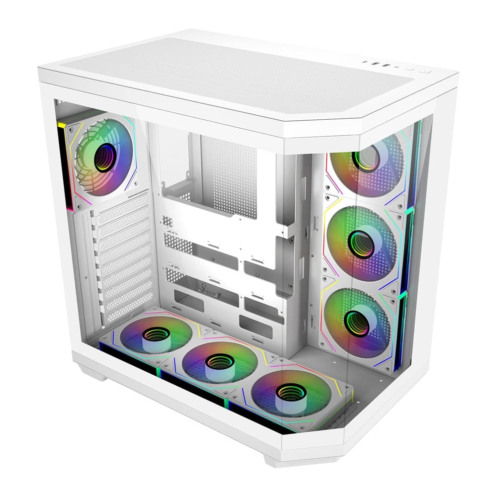 FSP U580 ARGB Computer Case (7*120mm ARGB Fans) - White